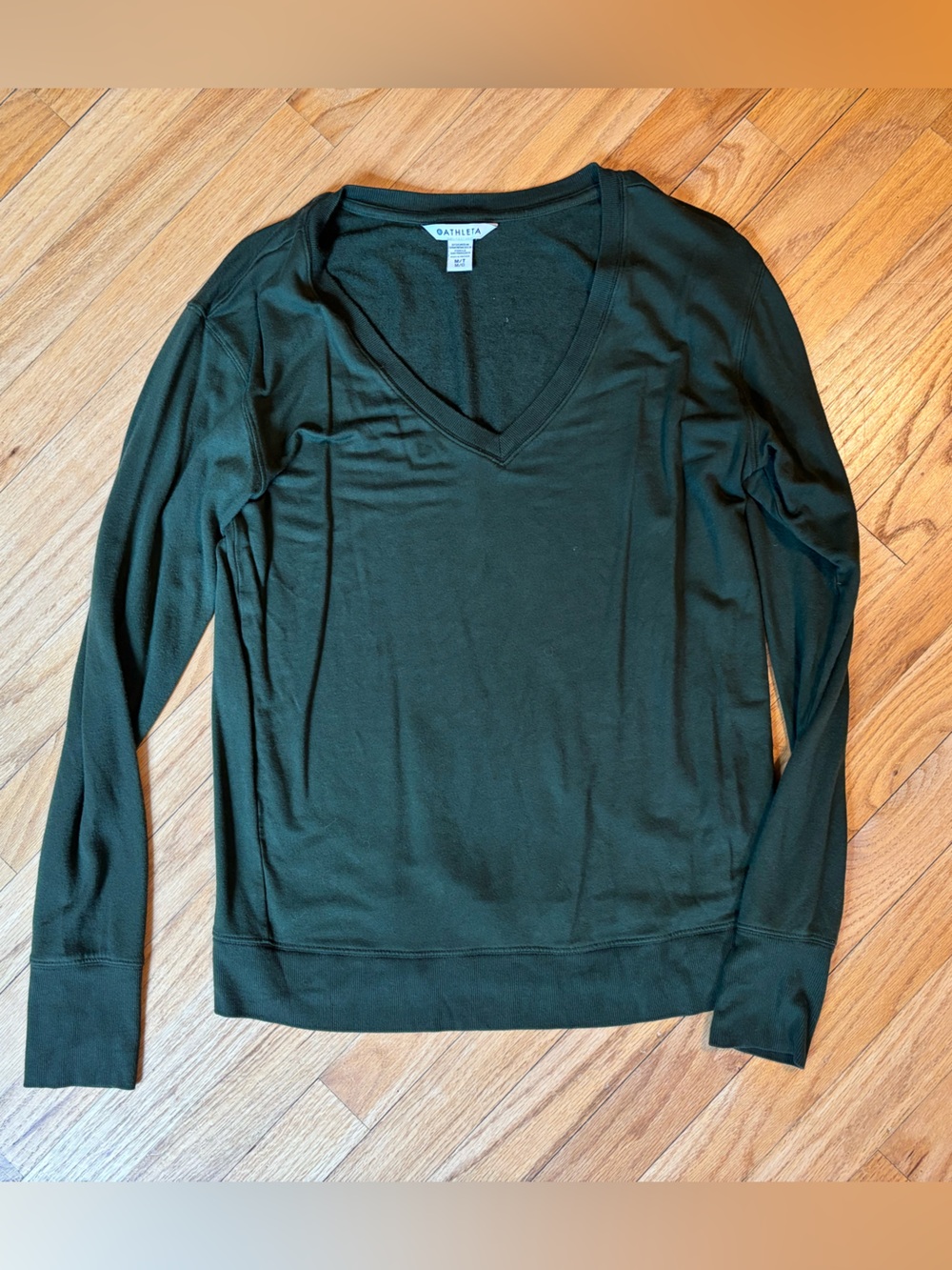 Athleta Woman’s V-Neck Long Sleeve Shirt - Dark Green - size Med